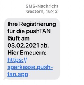 Betrügerische SMS-Nachricht